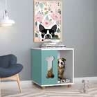 Mesa Lateral Retangular Pet Golden Branca E Turquesa