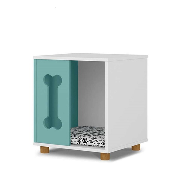 Mesa Lateral Retangular Pet Golden Branca E Turquesa