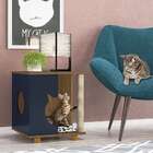 Mesa Lateral Retangular Pet Persa Freijó E Azul