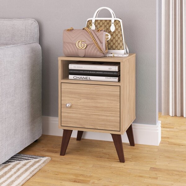 Mesa Lateral Retrô 1 Porta Retangular Mel