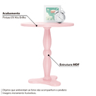 Mesa Lateral Retrô Intense Com Pé Torneado - 100% Mdf - Rosa