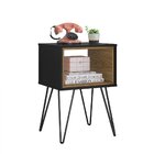 Mesa Lateral Retro Metal Dallas Olivar Preto/mel Freijó