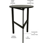 Mesa Lateral Sala De Estar 45cm Tours Gofrato Preto - Gran Be