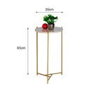 Mesa Lateral Sala Estar - Tampo Off White Ferragens Dourada