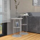 Mesa Lateral Silueta Baixa Redonda Luxo Minimalista Cinza