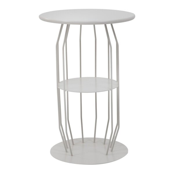 Mesa Lateral Silueta Baixa Redonda Luxo Minimalista Cinza