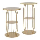 Mesa Lateral Silueta Baixa Redonda Luxo Minimalista Dourado