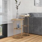 Mesa Lateral Silueta Baixa Redonda Luxo Minimalista Dourado