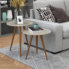Mesa Lateral Sofá Redonda Off White - Conjunto Com 2