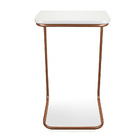 Mesa Lateral Tampo Branco Multi-uso Para Sofa Base Bronze J01