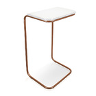 Mesa Lateral Tampo Branco Multi-uso Para Sofa Base Bronze J01