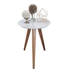Mesa Lateral Tampo Com Vidro 60x40cm Pés Palito Casa Uai Off
