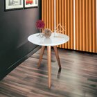 Mesa Lateral Tampo Com Vidro 60x50cm Pés Palito  Branco