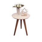 Mesa Lateral Tampo Em Laca 50x40cm Pés Palito  Off White