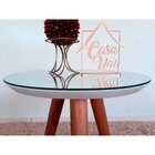 Mesa Lateral Tampo Espelhado 50x40cm Pés Palito  Off White Co