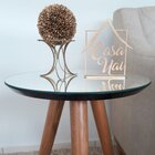 Mesa Lateral Tampo Espelhado 60x40cm Pés Palito  Preta