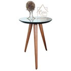 Mesa Lateral Tampo Espelhado 60x40cm Pés Palito  Preta