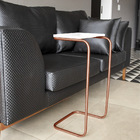 Mesa Lateral Tampo Multiuso Para Sofá Base Bronze J01 - D'ros