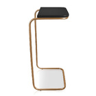 Mesa Lateral Tampo Preto Multiuso Para Sofá Base Metálica D'r