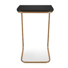 Mesa Lateral Tampo Preto Multiuso Para Sofá Base Metálica D'r