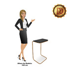 Mesa Lateral Tampo Preto Multiuso Para Sofá Base Metálica D'r