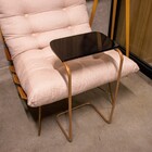 Mesa Lateral Tampo Preto Multiuso Para Sofá Base Metálica D'r