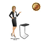 Mesa Lateral Tampo Preto Multiuso Para Sofá Base Preto J01 -