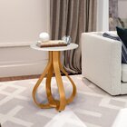 Mesa Lateral Tampo Redondo De Vidro 45x62cm Inovare Nature/br