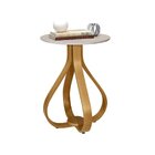 Mesa Lateral Tampo Vidro 45x62cm Inovare Nature/off White