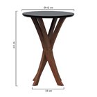 Mesa Lateral Tiê Tampo Redondo Ø42 Amêndoa/preto