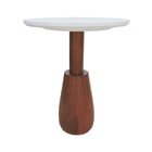 Mesa Lateral Torneada Tampo Redondo Ø42 Amêndoa/branco