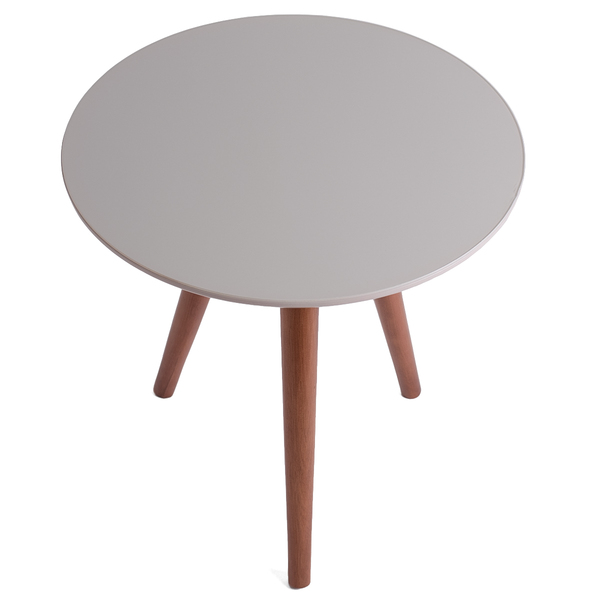 Mesa Lateral Tripé De Canto Sala Com Vidro 50 Cm - Off-white