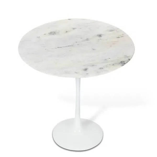 Mesa Lateral Tulipa Saarinen Redonda 51 Cm Mármore Branco Ext