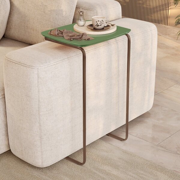 Mesa Lateral Ultraflex - Lf 5011 68x40x33 Cm Verde Lazza/café