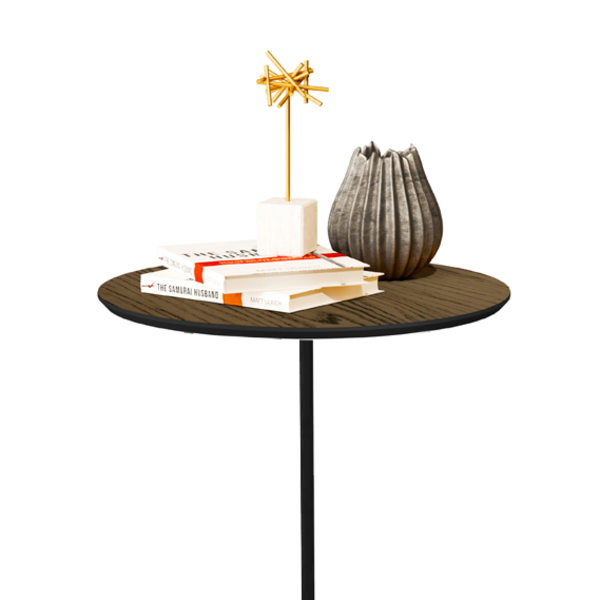 Mesa Lateral Veneza De 40cm Freijó Base De Ferro E Tampo Em M