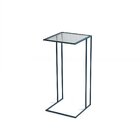 Mesa Lateral Vidro Canelado Gatsby  Azul