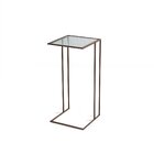 Mesa Lateral Vidro Canelado Gatsby  Marrom