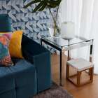 Mesa Lateral Viterbo Cromada & Vidro Incolor