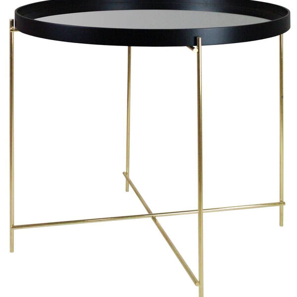 Mesa Lateral Volpi Preta Base Dourado 73cm - 60004 Sun House