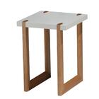 Mesa Lateral Zurique Univ 45 Cm Tampo De Madeira Vidro Colado