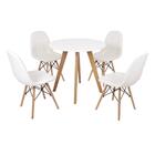 Mesa Laura 80cm Branca + 4 Cadeiras Eiffel Botonê - Branca