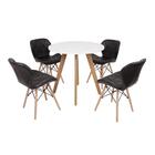 Mesa Laura 80cm Branca + 4 Cadeiras Eiffel Slim - Preta