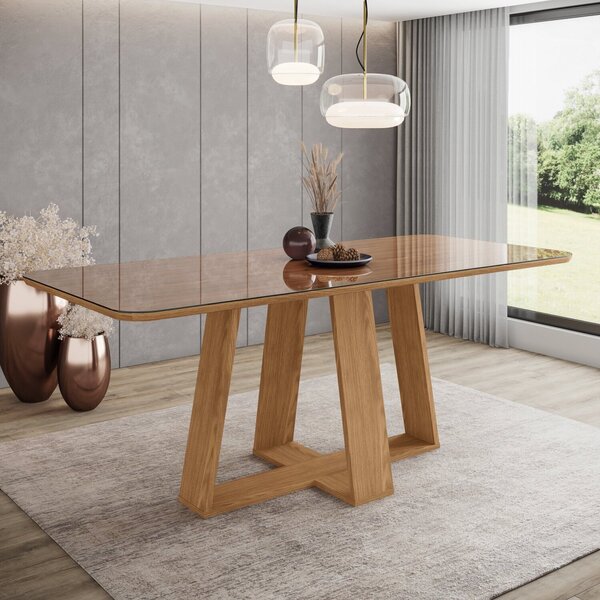 Mesa Lins Para 6 Lugares Tampo De 200cm Canto Arredondado Com