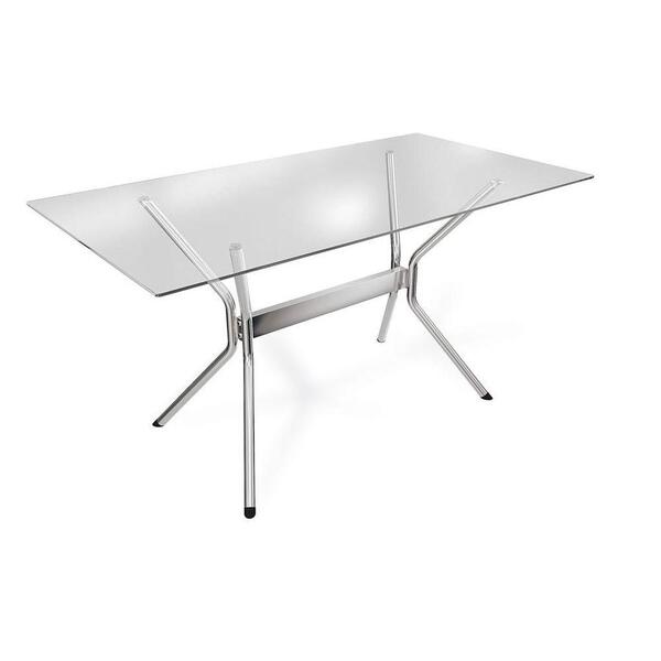 Mesa Loire Cromada Com Tampo De Vidro Incolor 1,50m