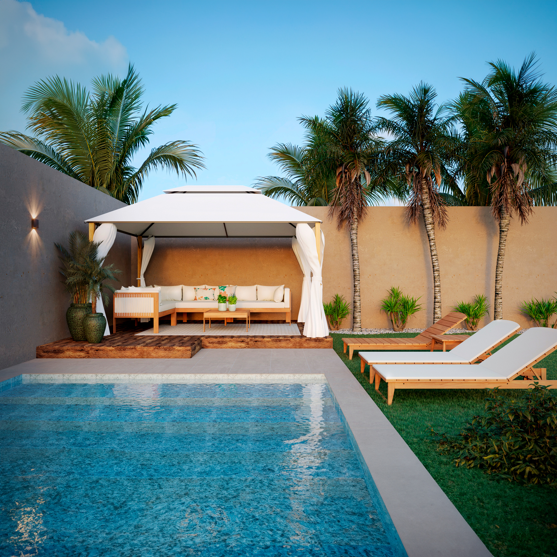 Mesa de Apoio para Jardim Retangular em Madeira 36x80x80cm Marrom Yumi Naterial