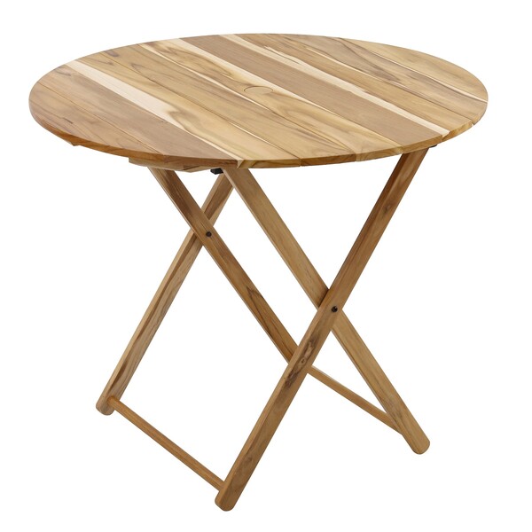 Mesa Madeira FSC Redonda Dobravél Tropicália 90x90x75 cm Marrom Naterial