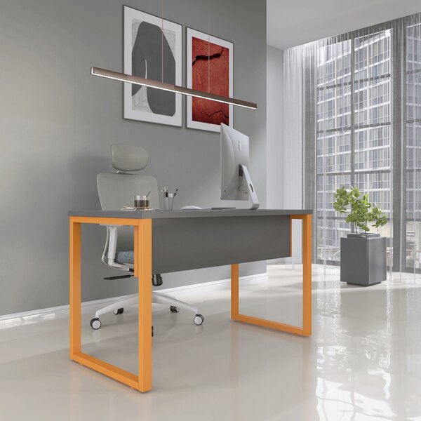 Mesa Madeira M134/60p25tub 134cm Industrial Grafito E Laranja