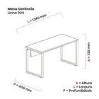 Mesa Madeira M134/60p25tub 134cm Industrial Grafito E Laranja
