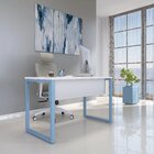 Mesa Madeira M150/60p25tub 150cm Industrial Branco E Azul Dal