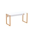 Mesa Madeira M150/60p25tub 150cm Industrial Branco E Laranja